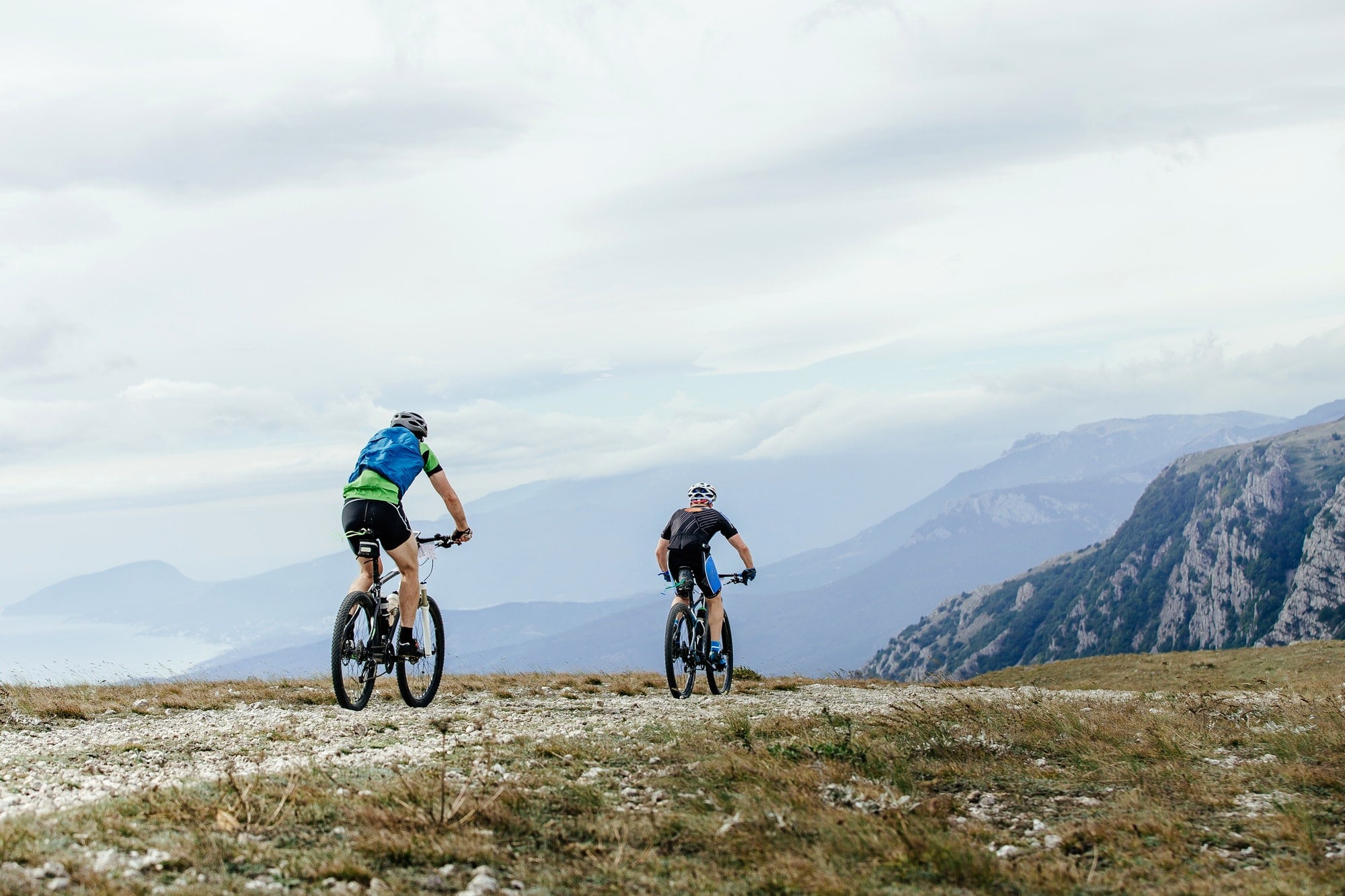 Two Men Cyclists on Mountainbike